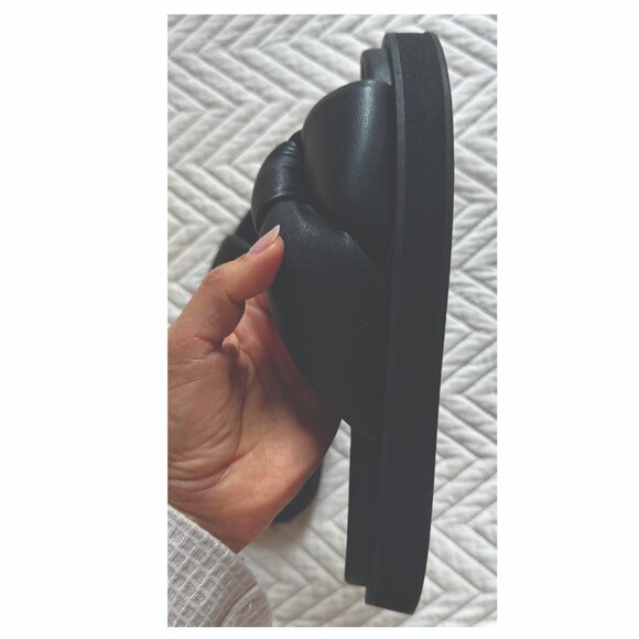 MNG Mango Women's Black Knot Slip On Platform Flats Mules Sandals Size 36/ 5.5 - Picture 2 of 3